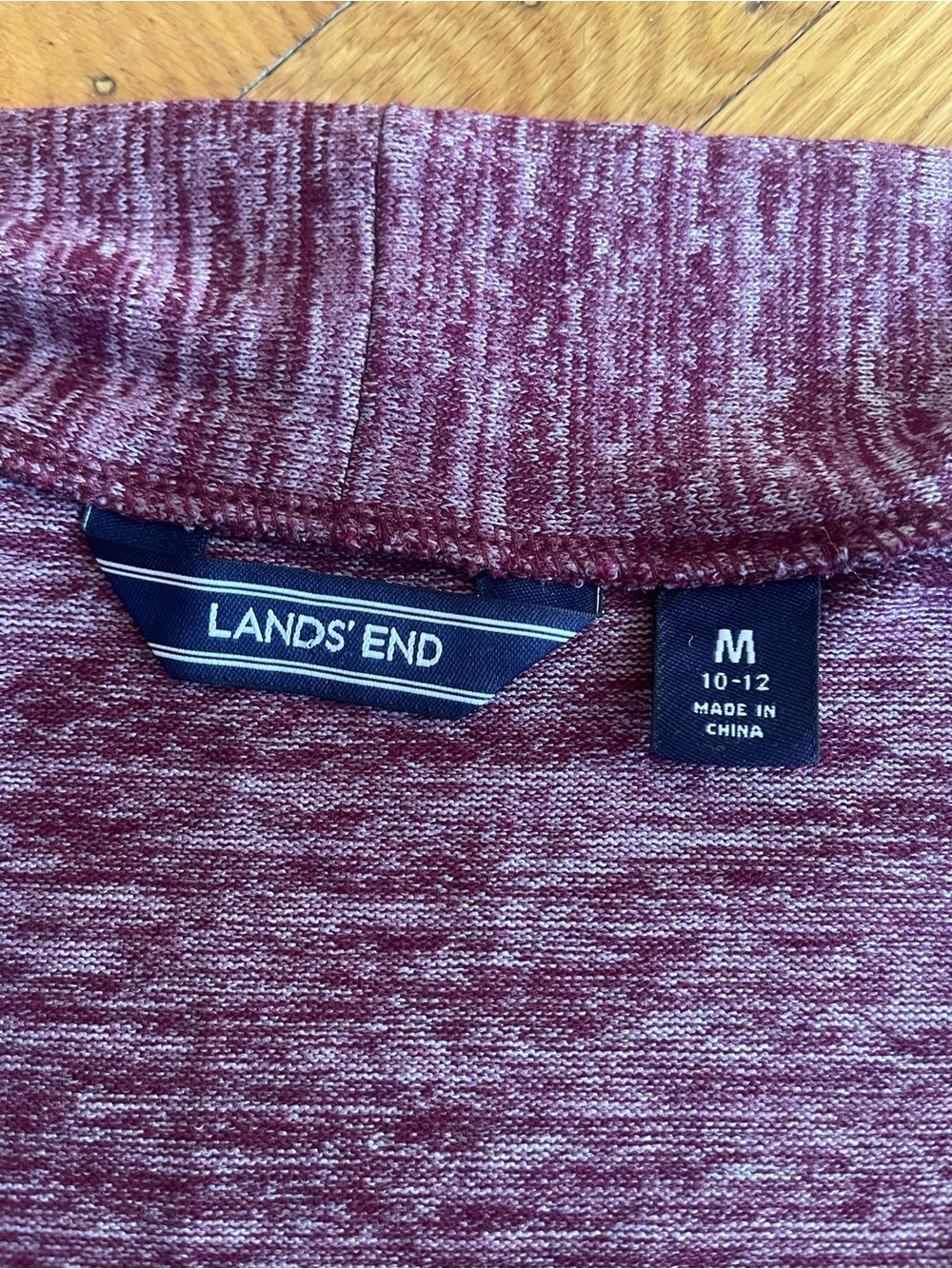 Lands' End Medium Marled Open-Front Cardigan in Wine - Picture 2 of 8